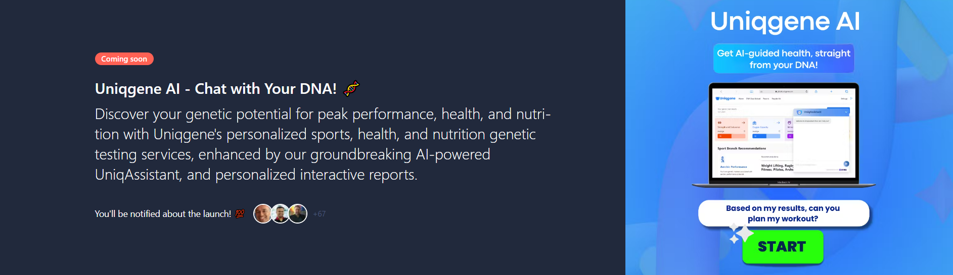 Uniqgene AI product launch page